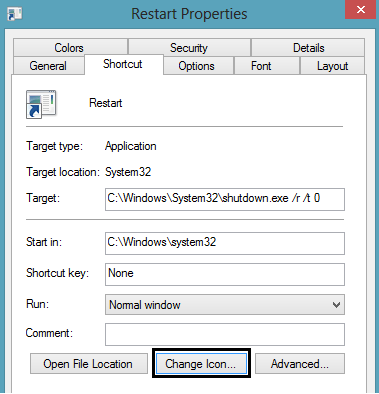 Windows Shortcut Properties